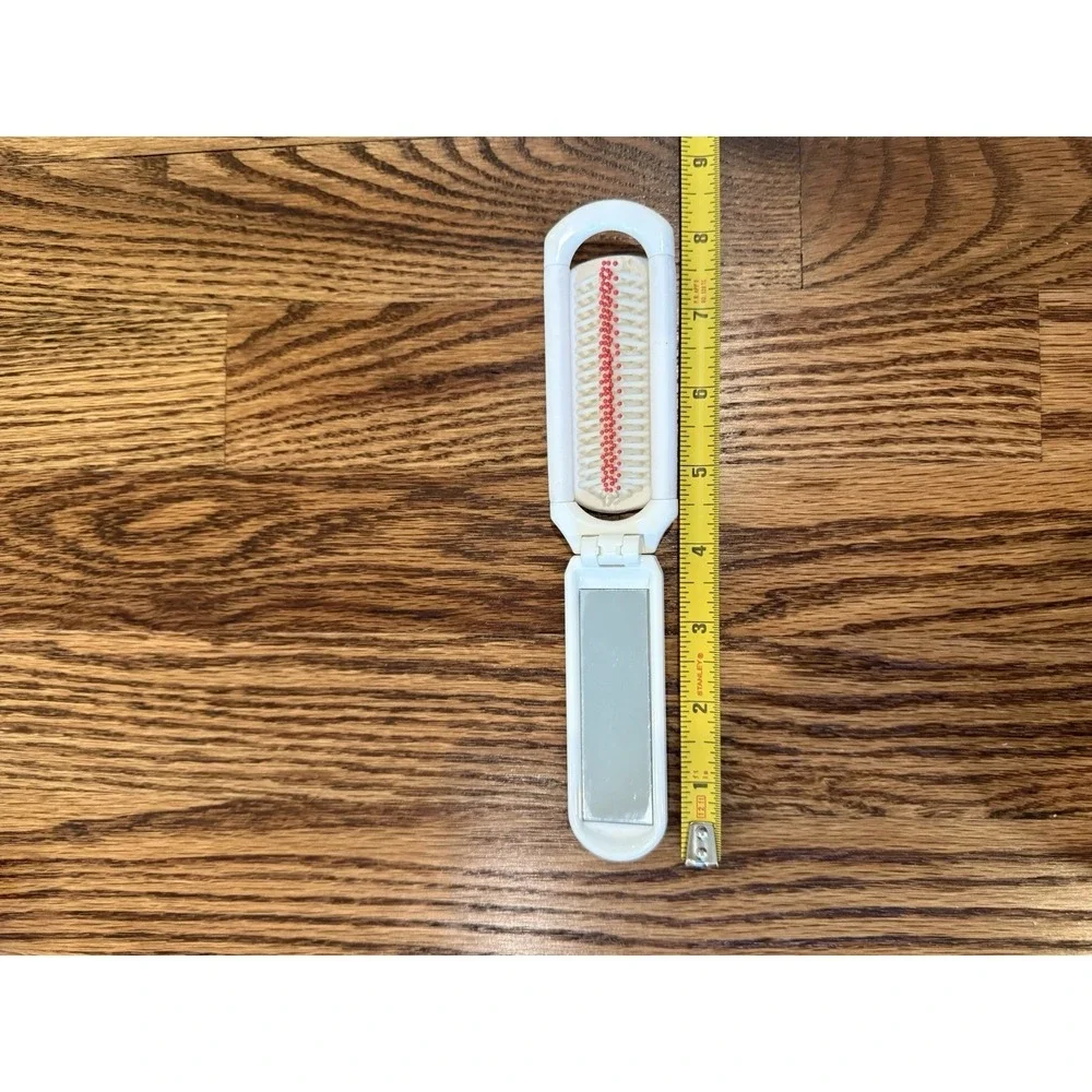Vintage Clinique Foldable Hair Brush With Mirror Travel Size Folds in Half White